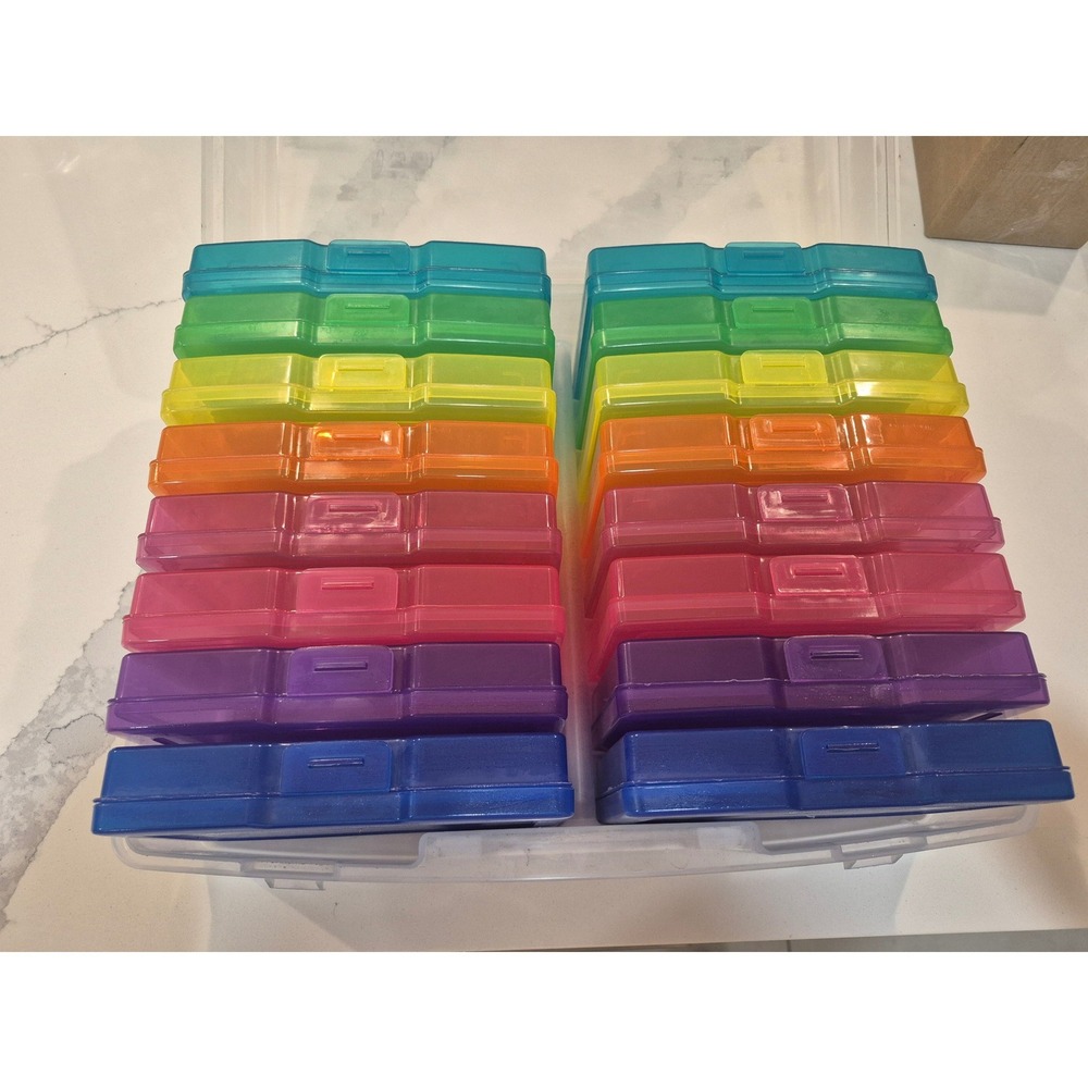 Rainbow Photo Storage Box 16 Case 4x6 Craft Keeper Organizer Task Box Container